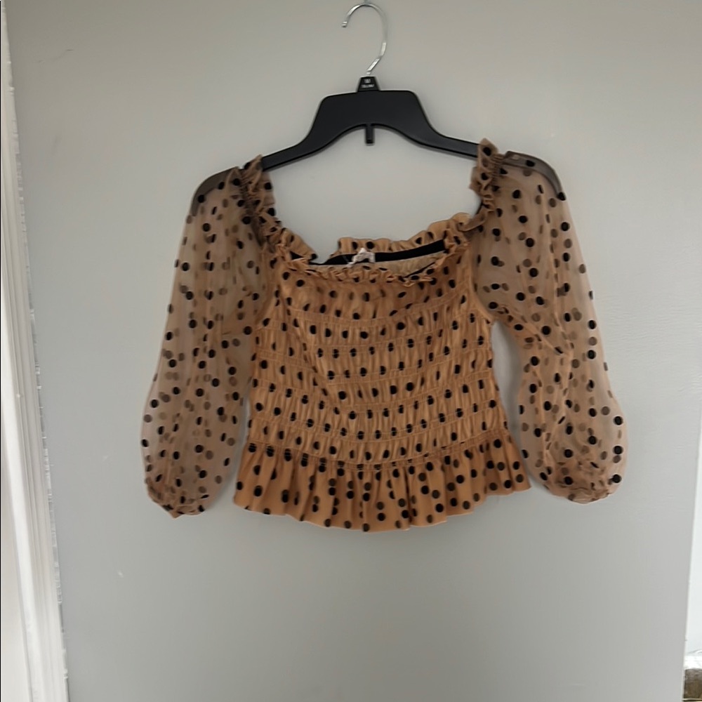 Polka Dot Sheer Sleeve Top
